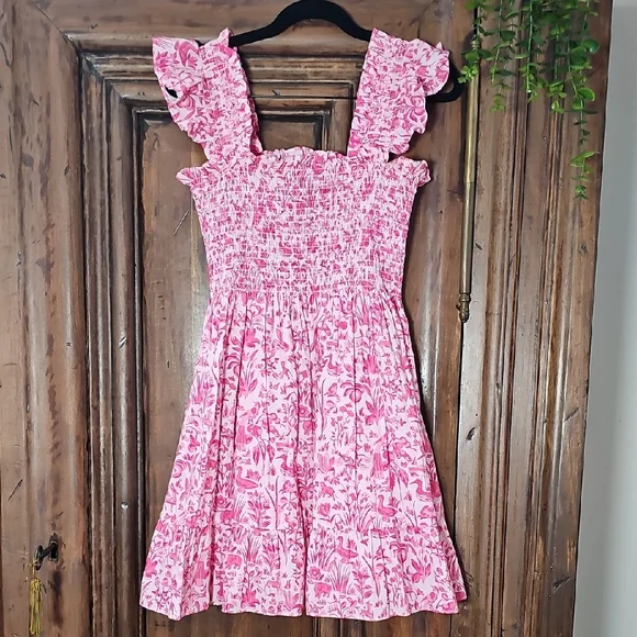 Hill House Pink Floral Ruffle Dress - Picture 1 of 5